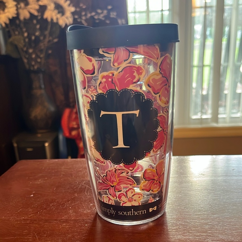 Simply Southern Pink and Navy Floral Tervis Tumbler & Lid